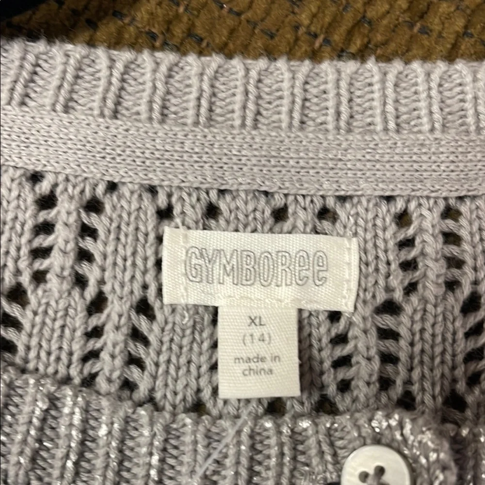 Gymboree Girl’s Silver Glitter Button Down Cardigan NWT Size XL (14)